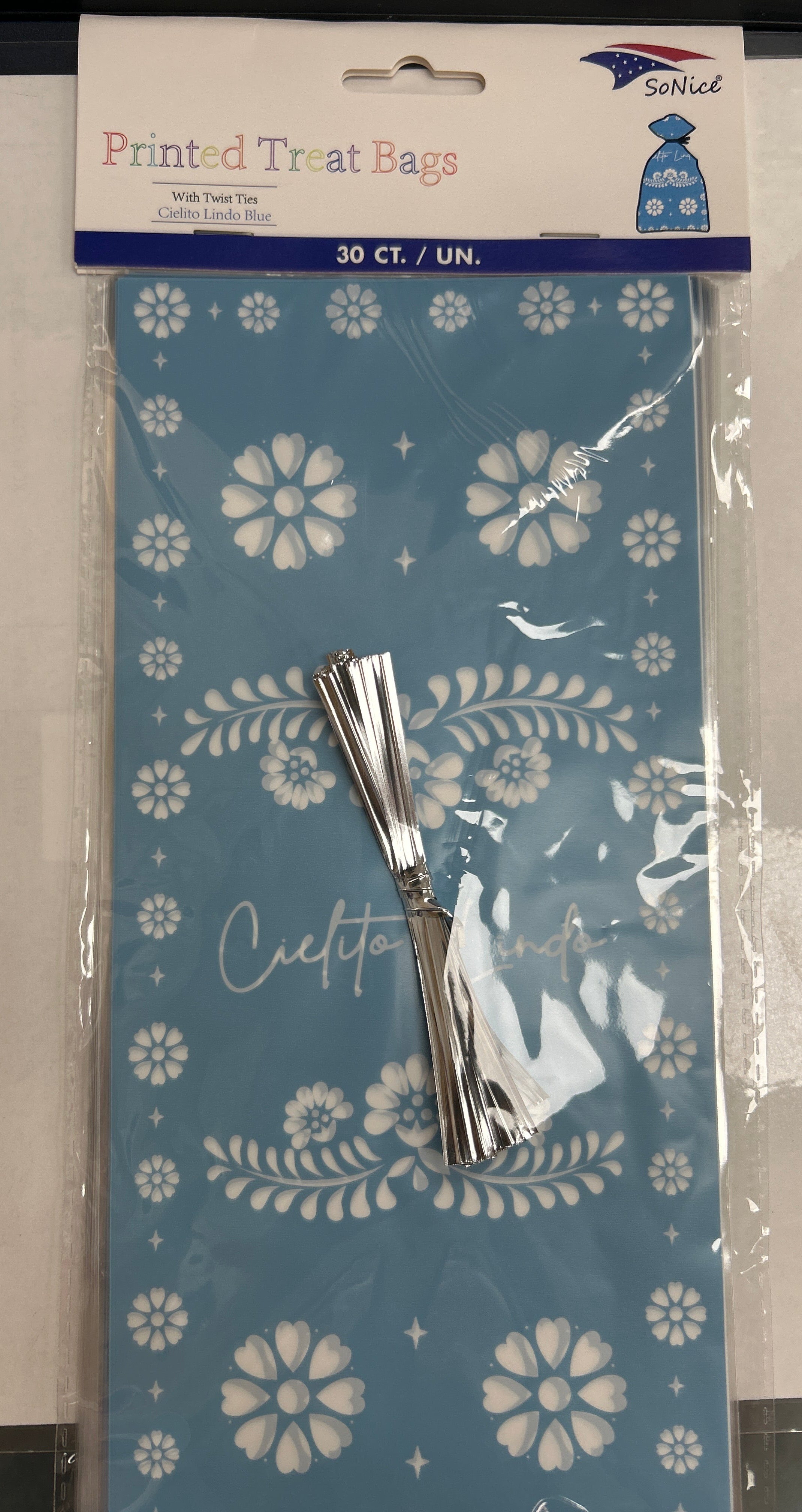 Blue Cielito Lindo cellophane bags, 30-piece set